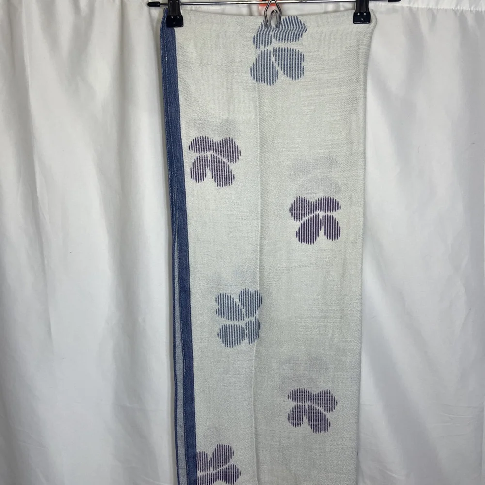 J.jill Striped Flower Scarf In Sapphire Multi Wrap Shawl Cottage Romantic Boho